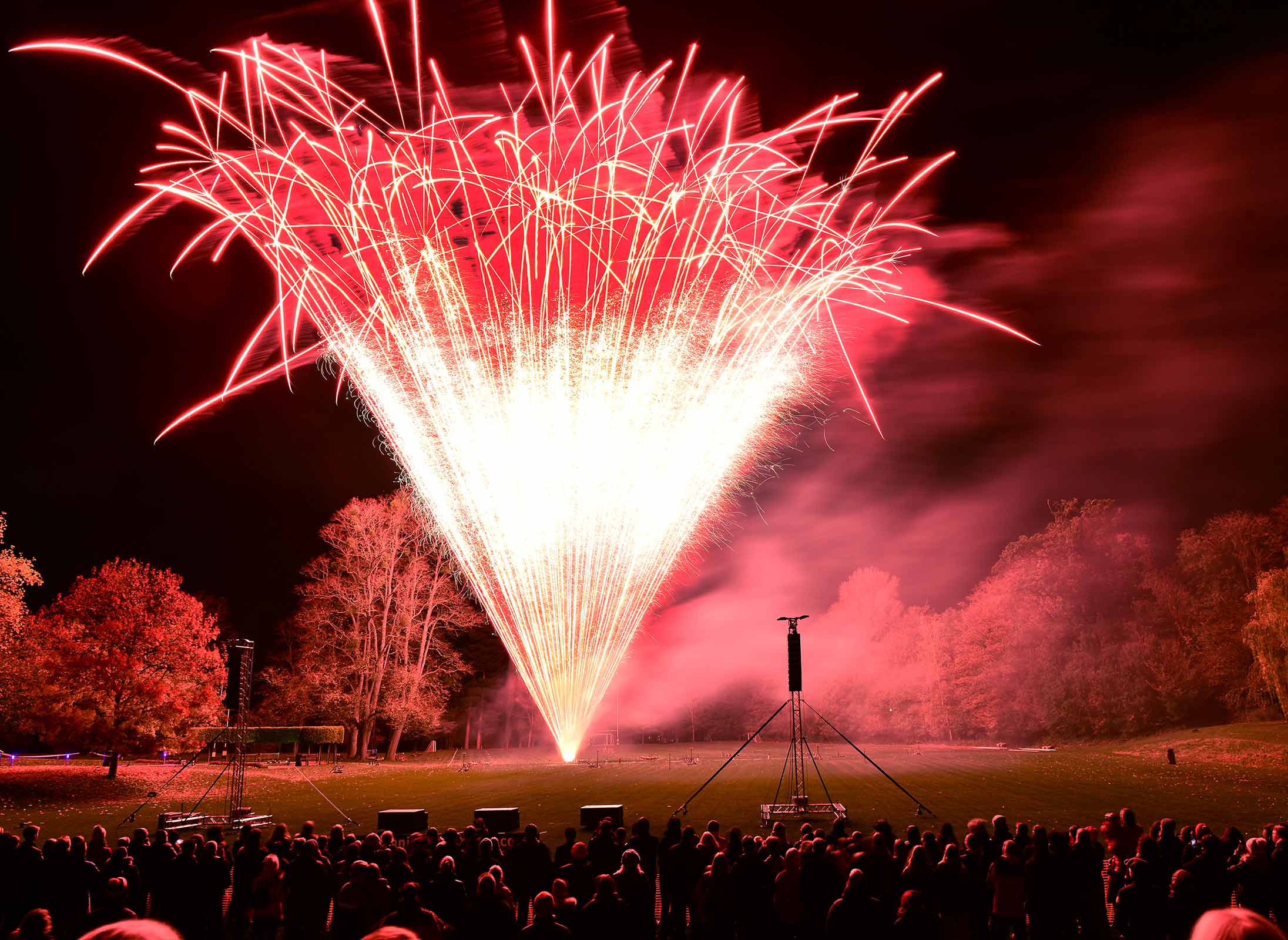 Sonning Fireworks team setting up a pyromusical display